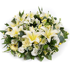 Lemon &amp; White Funeral Wreath