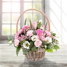 Pink &amp; Cream Basket Arrangement